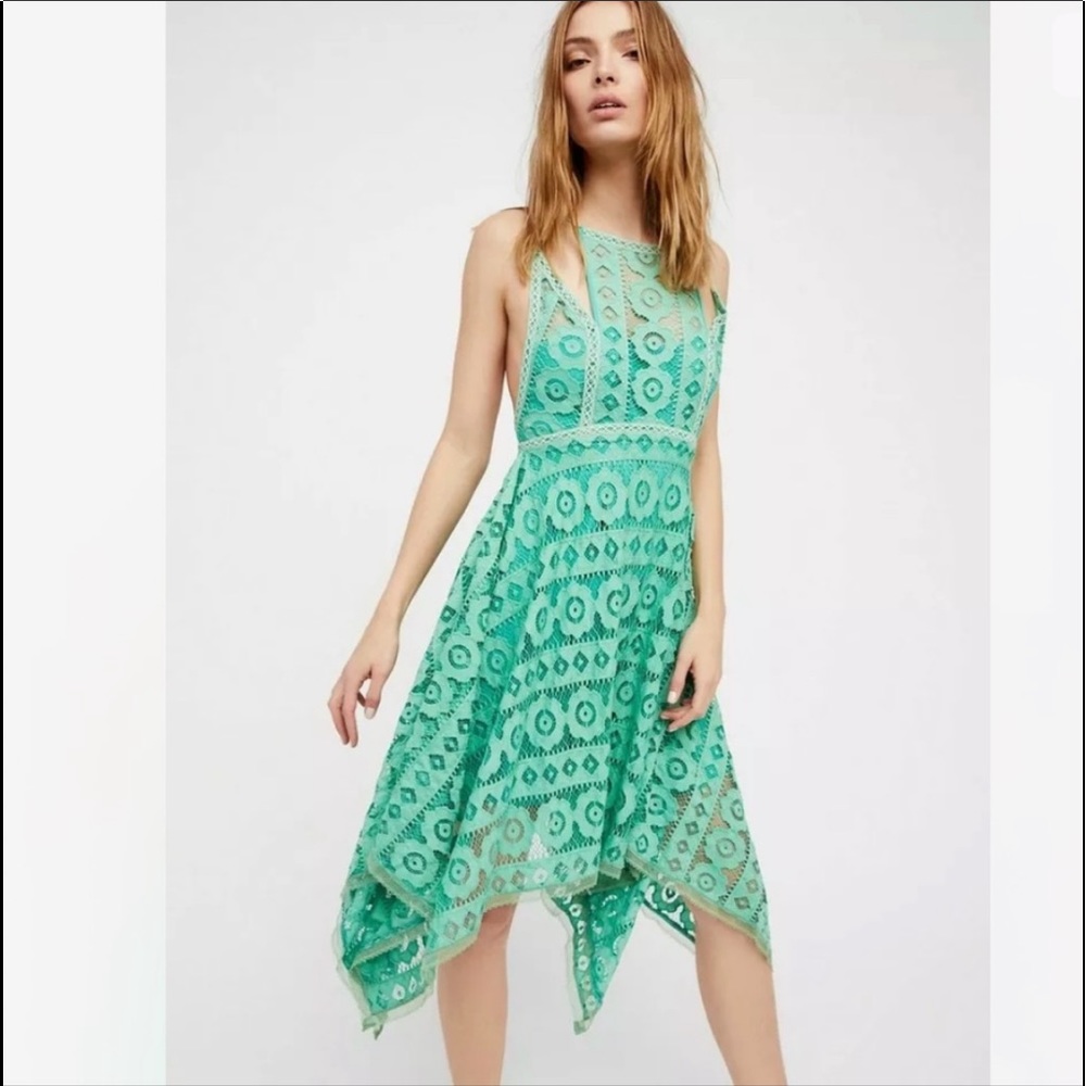 FREE PEOPLE Lace Dress in Mint Green